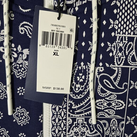 RLX Ralph Lauren Hoodie Navy White Bandana Print Trendy Golf 1/2 Zip Mens XL - Picture 3 of 6